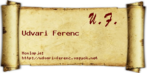 Udvari Ferenc névjegykártya